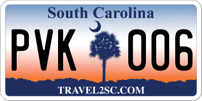SC license plate PVK006