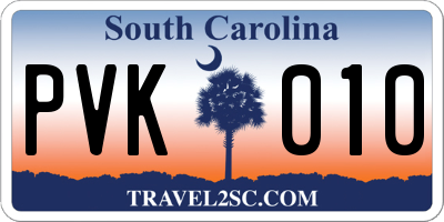 SC license plate PVK010