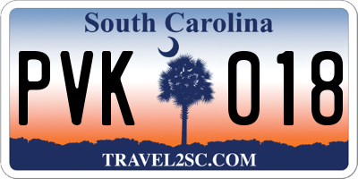 SC license plate PVK018