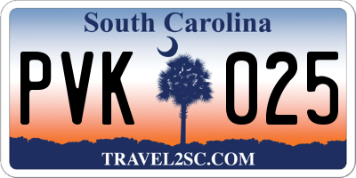 SC license plate PVK025
