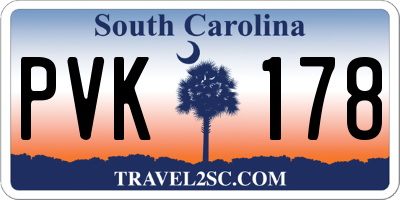 SC license plate PVK178