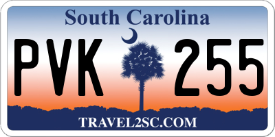 SC license plate PVK255