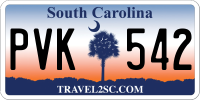 SC license plate PVK542