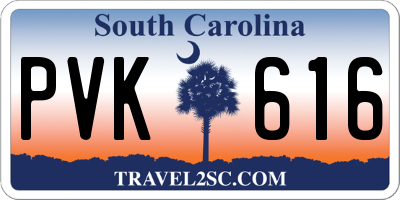 SC license plate PVK616