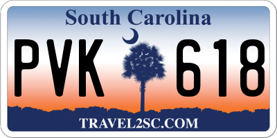 SC license plate PVK618