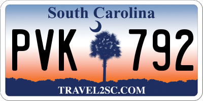 SC license plate PVK792