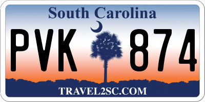 SC license plate PVK874