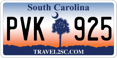 SC license plate PVK925