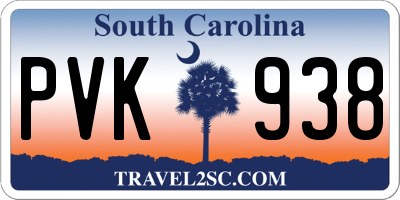 SC license plate PVK938