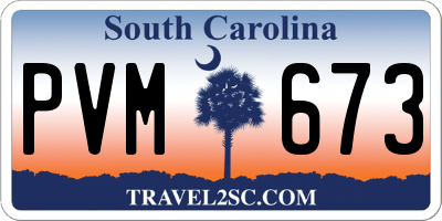 SC license plate PVM673