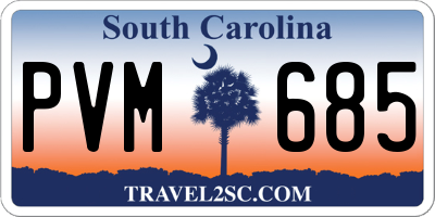 SC license plate PVM685