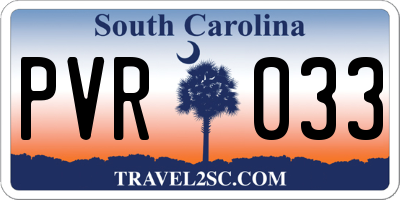 SC license plate PVR033