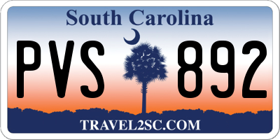 SC license plate PVS892