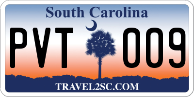 SC license plate PVT009