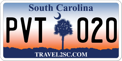 SC license plate PVT020