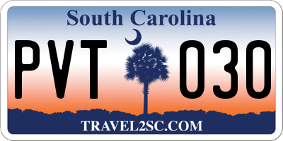 SC license plate PVT030
