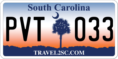 SC license plate PVT033