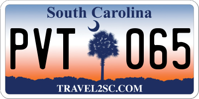 SC license plate PVT065