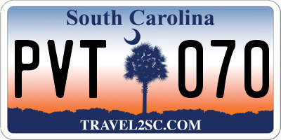 SC license plate PVT070