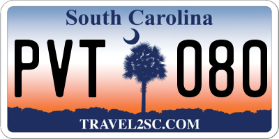 SC license plate PVT080