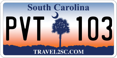 SC license plate PVT103