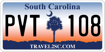 SC license plate PVT108