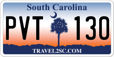 SC license plate PVT130