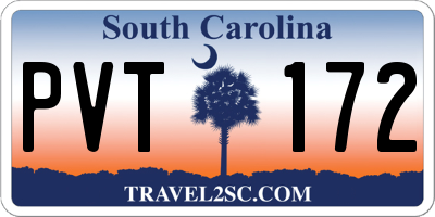SC license plate PVT172