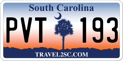 SC license plate PVT193