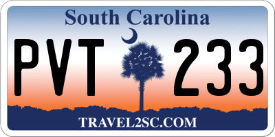 SC license plate PVT233