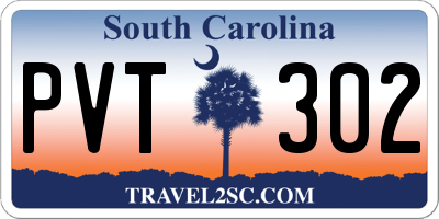 SC license plate PVT302