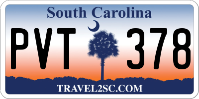 SC license plate PVT378