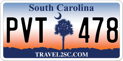SC license plate PVT478