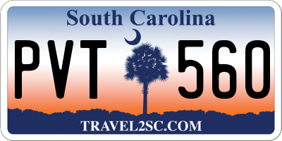 SC license plate PVT560
