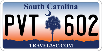 SC license plate PVT602