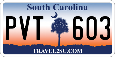 SC license plate PVT603
