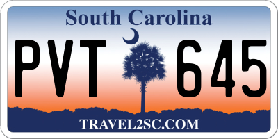 SC license plate PVT645
