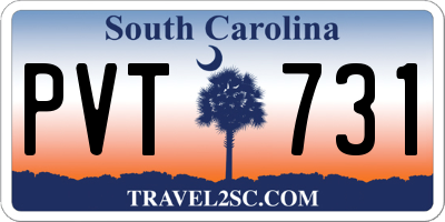 SC license plate PVT731