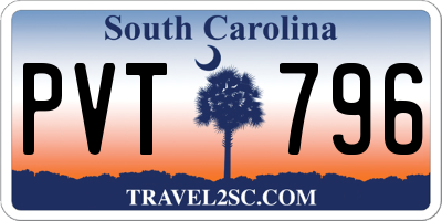 SC license plate PVT796