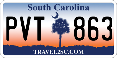 SC license plate PVT863