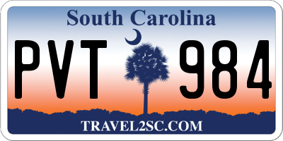 SC license plate PVT984