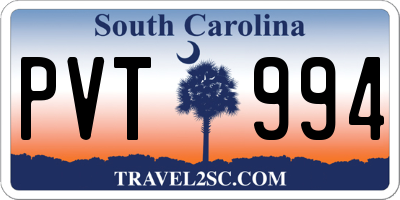 SC license plate PVT994
