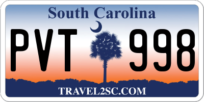 SC license plate PVT998