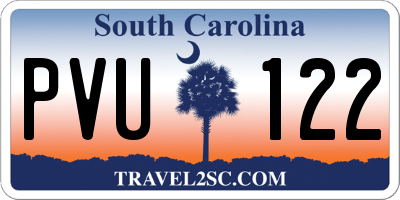 SC license plate PVU122
