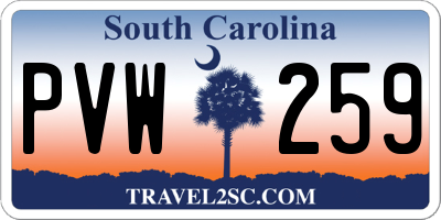 SC license plate PVW259