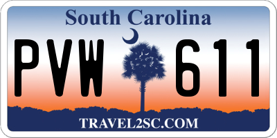 SC license plate PVW611