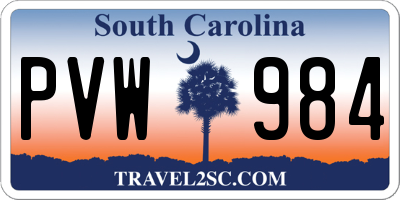 SC license plate PVW984