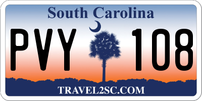 SC license plate PVY108
