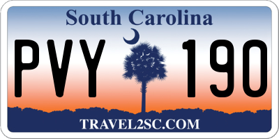 SC license plate PVY190