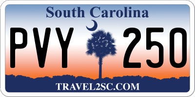 SC license plate PVY250